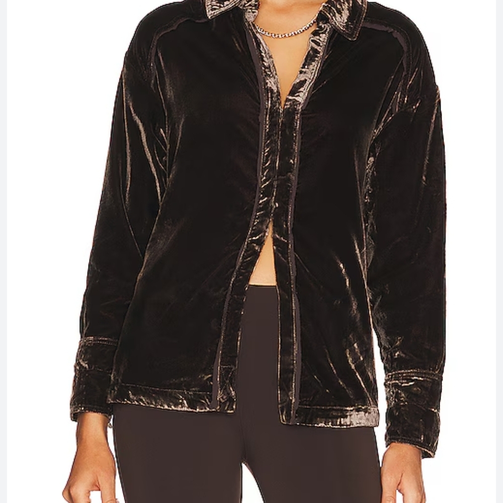 Elegant Chocolate Brown Velvet Women's Top - Picture 2 of 10